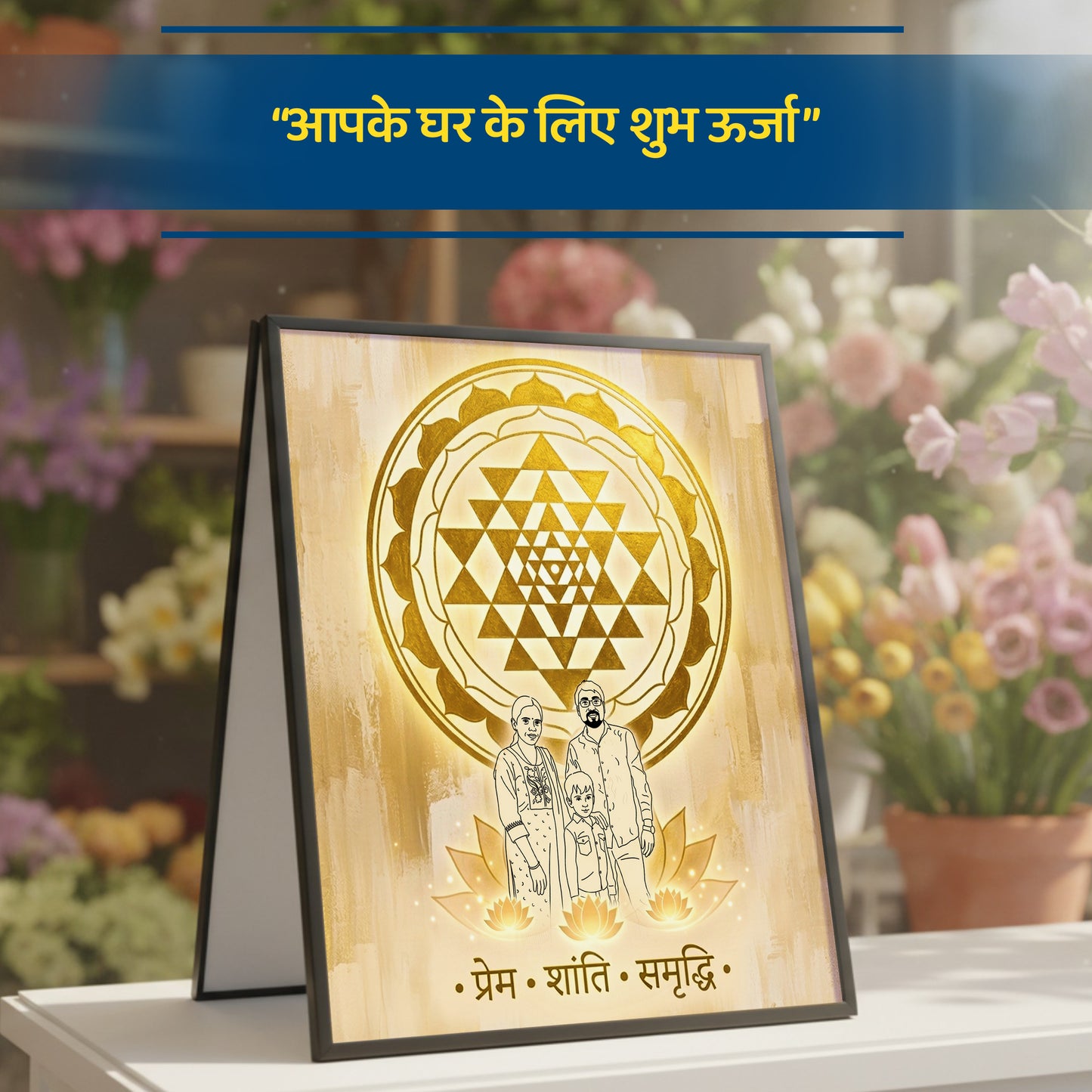 “श्री यंत्र प्रेम • शांति • समृद्धि कैनवास”