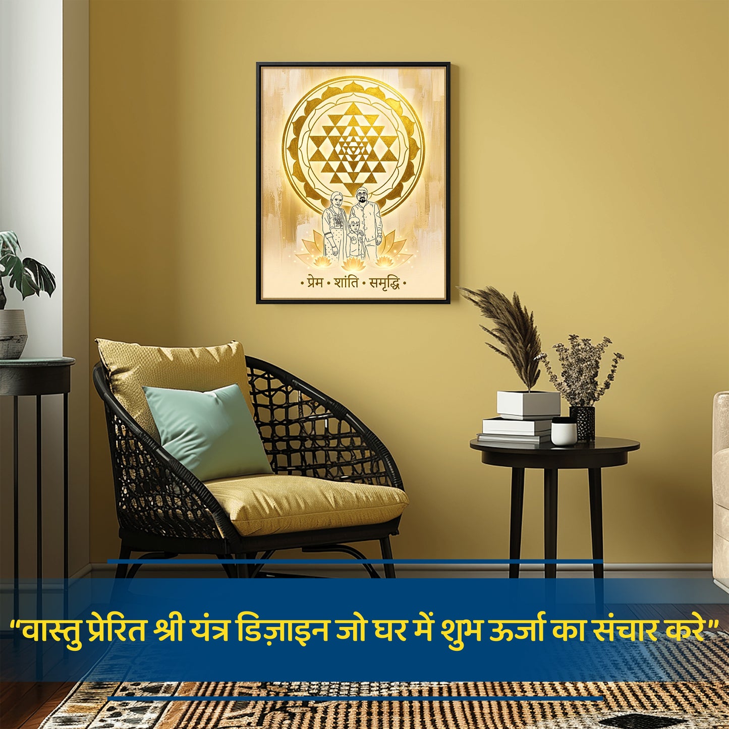“श्री यंत्र प्रेम • शांति • समृद्धि कैनवास”